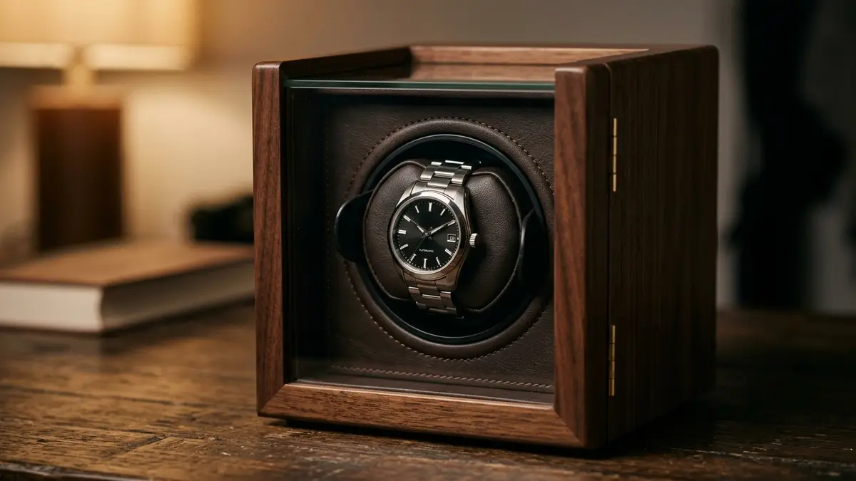 Automatic watch on a watch winder